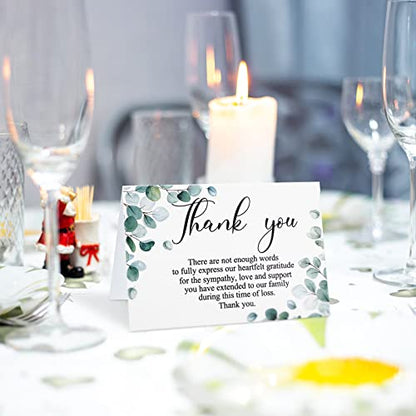 Marspark 25 Pack Funeral Thank You Cards Sympathy Envelopes, Leaves - style: Leaves