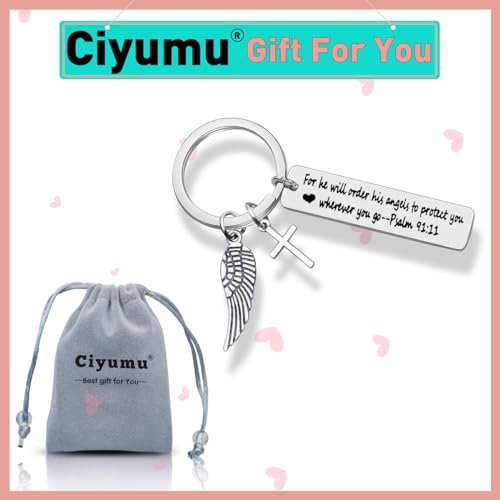 Bible Verse Keychain Religious Jewelry for He Will Order His Angels to Protect You Wherever You Go Faith Key Chain Christian Gift Religious Keychain Thanksgiving Christmas Birthday Easter Prayer Gift