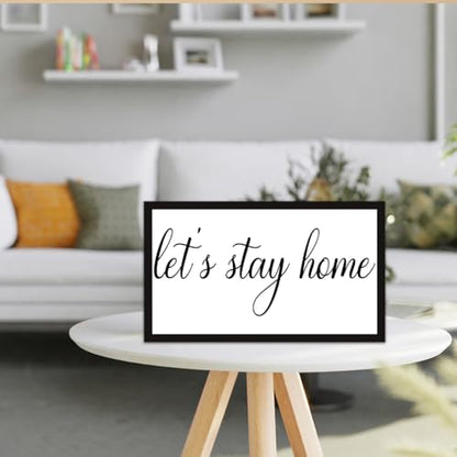 Let is Stay Home Sign Wood Box,Funny Rustic Farmhouse Home Sign Wooden Block for Shelf Tabletop Desk Decor - style: Let is Stay Home