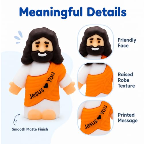 60 PCS Little Jesus Figures Mini Pocket Jesus Loves You Figurines for Easter Egg Stuffers Church Giveaways Baptism Religious Inspirational Gifts
