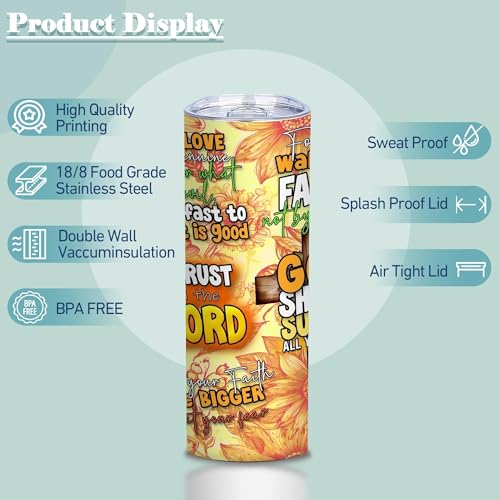 20oz Sunflower Scripture Christian Stainless Steel Tumbler with Lid, 1 Pcs - color: God Shall Supply All Your Needs