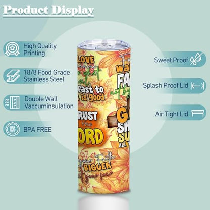 20oz Sunflower Scripture Christian Stainless Steel Tumbler with Lid, 1 Pcs - color: God Shall Supply All Your Needs