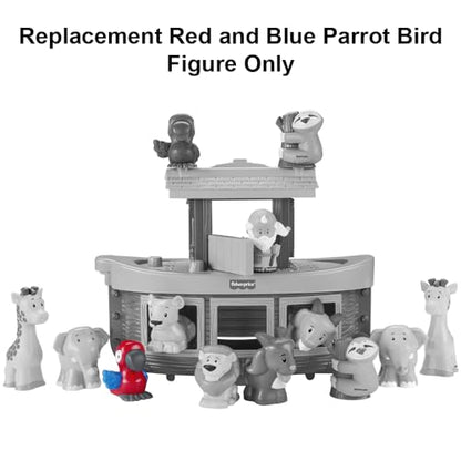 Replacement Red and Blue Parrot Bird Figure for Fisher-Price Little People Noah's Ark Playset - HNG03 ~ Works with Other Sets Too ~ Children's Bible Story Playset Figure