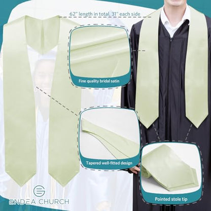 Premium Choir Traditional Stole - Solid Color - Satin - Unisex - color: Cream