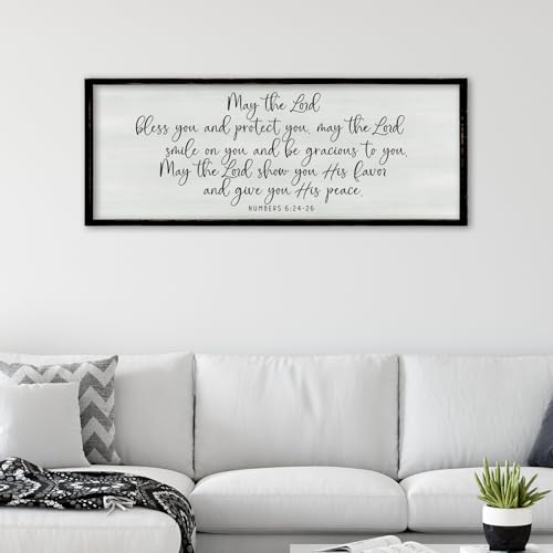 Christian Wall Decor Numbers 6:24-26, Black, 32"×12" - color: Numbers 6:24-26 Sign (Black), size: 32"L x 12"W