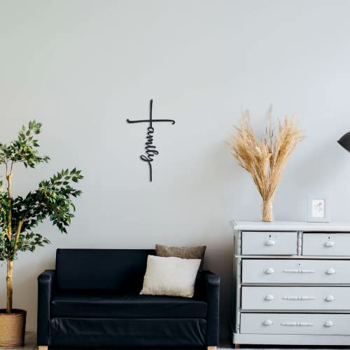 Family Cross Metal Wall Art - 14" X 24" - Black - color: Black, size: 24"L x 14"W