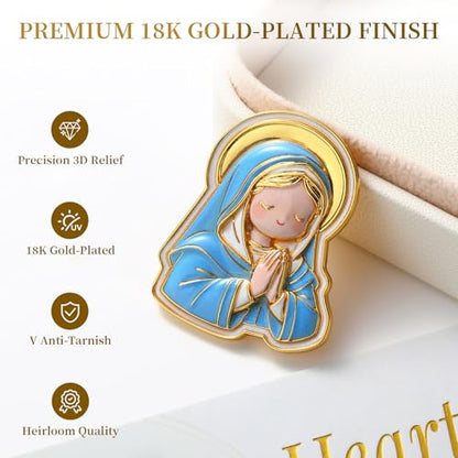 My First Religious Keepsake Box Set for Girls - 3D Virgin Mary Medal, White PU Leather Case & Blessing Card for Baptism, First Communion (Premium Keepsake Box - Rosary Not Included) - style: Style B