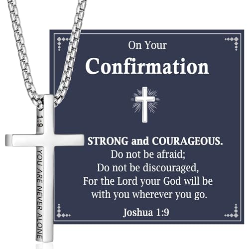 First Communion, Baptism, Confirmation Gifts for Teen Boys Cross Necklaces Religious Joshua Jewelry Easter Birthday - style: Confirmation Gift for Boys