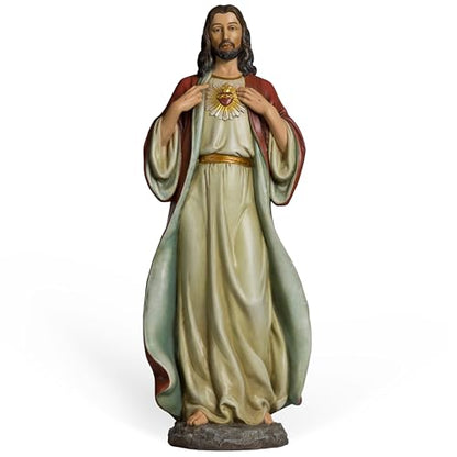 BC Catholic Sacred Heart of Jesus Statue, 24.5" H Large Jesus Christ Statue - size: 24.5 inches H