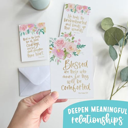54 Religious Sympathy Cards with Envelopes Christian Sympathy Cards Bulk - style: Floral Pink Blush 54 pcs