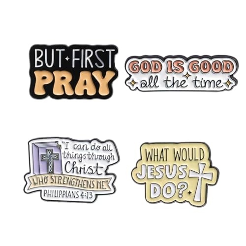 4-Pack Christian Enamel Pins Set - Faith-Based Lapel Pins for Jackets & Backpacks.