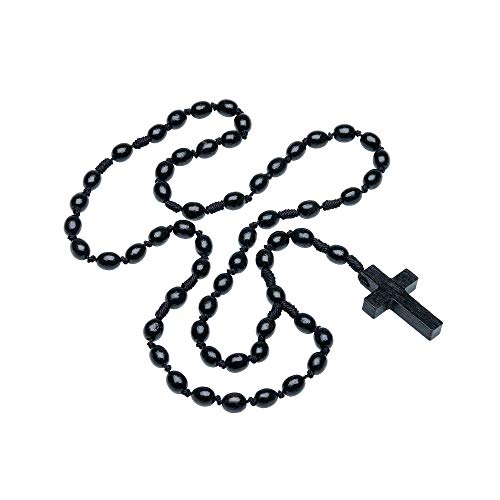 Intercession First Wood Rosary - Made in Brazil - style: Black - 6/8mm Beads