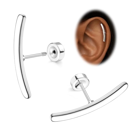 JeryWe Cartilage Earrings for Women Hypoallergenic Helix Piercing Jewelry - color: A:bar-silver filled