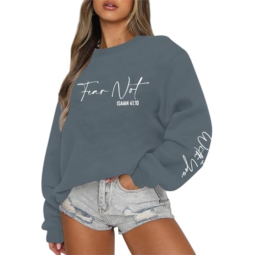 KEEVICI Christian Jesus Faith Sweatshirts for Women Religious Bible Verse God Sweatshirt Graphic Inspirational Cotton Hoodies - color: Deep Gray, size: XX-Large