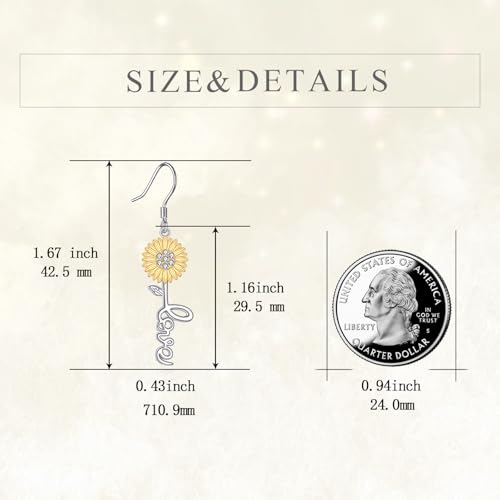 POPLYKE Faith Cross Flower Stud Earrings for Women Sterling Silver Dangle Earring Jewelry Gifts for Women Mom Wife - style: Love