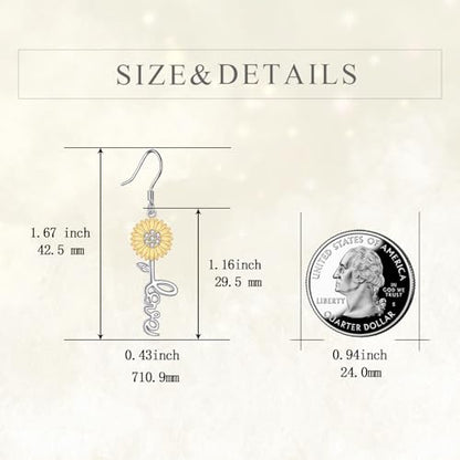 POPLYKE Faith Cross Flower Stud Earrings for Women Sterling Silver Dangle Earring Jewelry Gifts for Women Mom Wife - style: Love