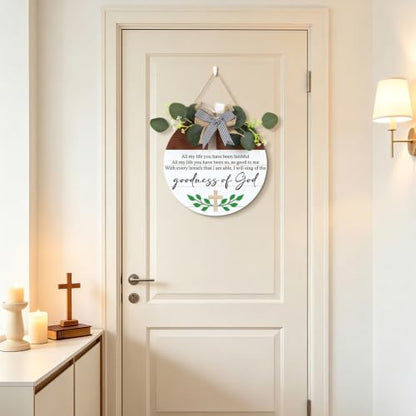 HOURIA Goodness of God Christian Welcome Door Wreath Sign (11.4"x11.4") - color: Goodness of God Sign