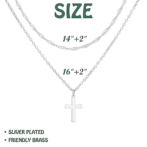 Zalcon Layered Cross Necklaces Jewelry Stack for Women Non Tarnish - style: Silver