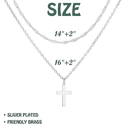 Zalcon Layered Cross Necklaces Jewelry Stack for Women Non Tarnish - style: Silver