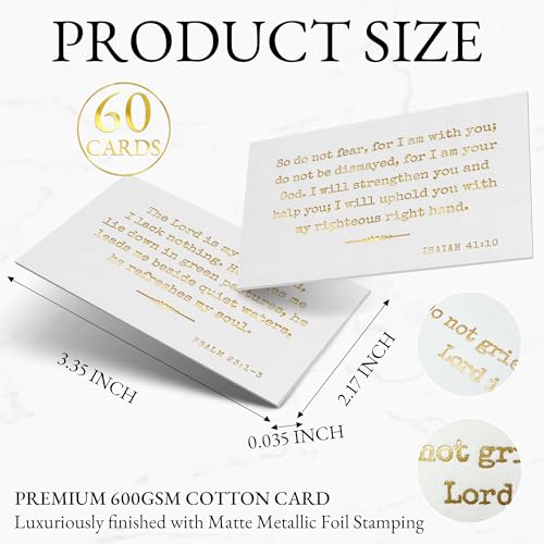 Gold Foil Bible Verse Cards , 60 Mini Prayer Cards on 600GSM Textured Paper - color: White