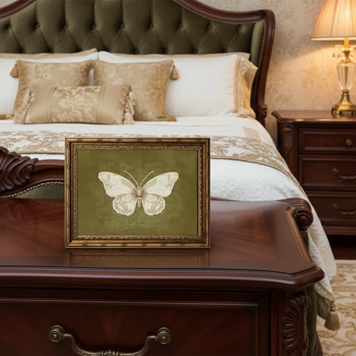 FTHMTN Vintage Gold Framed Butterfly Wall Art,Moody Insect Canvas 9x11in - color: Butterfly, size: 11"L x 9"W