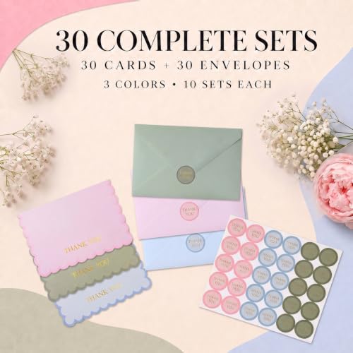 Thank You Cards Bulk with Envelopes, 30 Pack Blank Note Cards Set