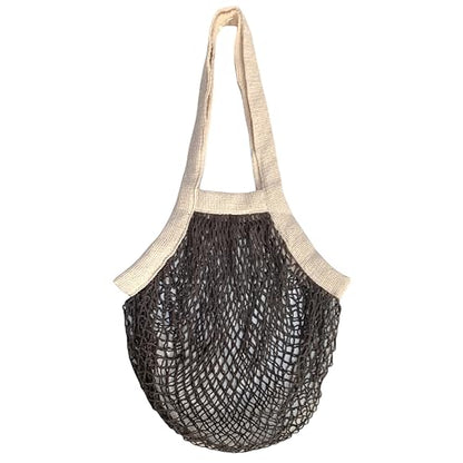 PILLOWPIA French Market Bag – Organic Cotton Tote, Handcrafted Adjustable Strap, Eco-Friendly 12-15" Farmers Market Carrier - color: Iron