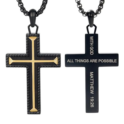 Wooden Cross Necklace for Men With Stainless steel And Black Ebony Adjustable Box Chain 24–26 inches Suitable for Everyday Wear And Christian Gifts for Men - color: Black-D