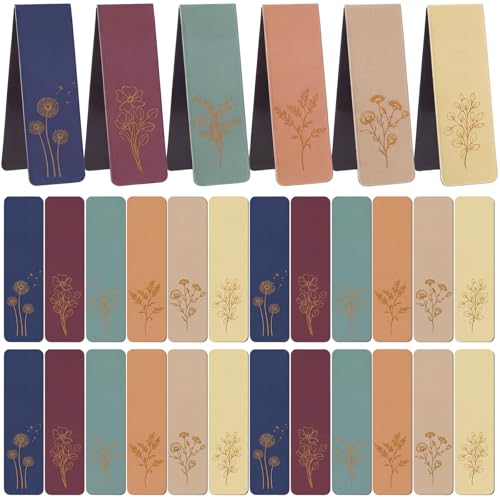 Harloon 48 Pcs Floral Magnetic Bookmarks Gold Foil Floral Bookmarks Women - style: Floral