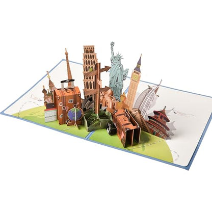 3D Pop Up Interesting Cards for men - Travel Theme Greeting Card - color: Landmark building