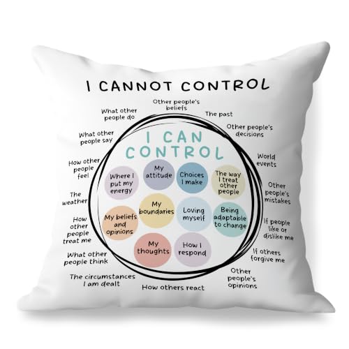 Circle of Control Mental Health Pillow Covers 18x18, Therapy Office Decor, I Can and Cannot Control Decorative Throw Pillow Covers for Classroom Office - color: Circle of Control-4
