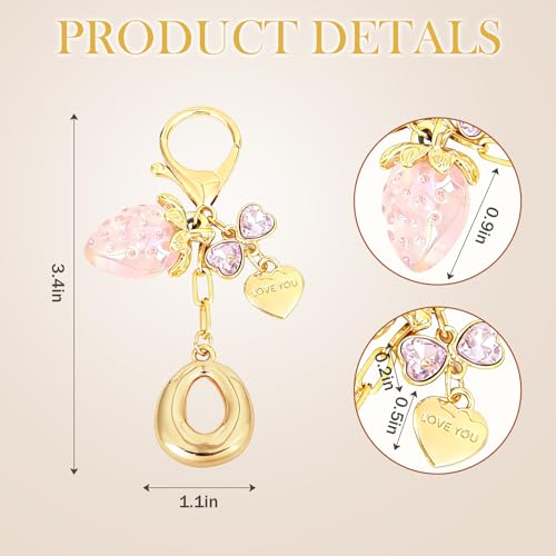 Snycler Bubble Initial Keychain Bag Charms for Women, A-Z Letter Keychain - color: Pink - Strawberry Bow Letter