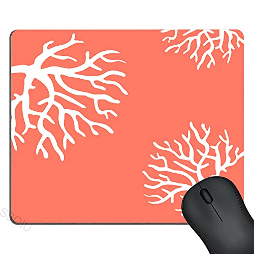 SSOIU Beach Coral Mousepad, Pretty Cute Ocean Coral Branch Reef Nature Pink White Mouse Mat Mouse Pad Office Mousemat Mousepads with Design Desk Accessory Office Present - color: SS05