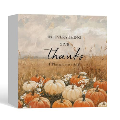 Thanksgiving Fall Christian Decor Wooden Box Sign - color: Fall-17