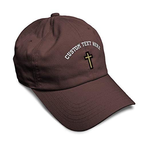 Soft Baseball Hat Embroidered Dad Hat Chaplain Cross Jesus God Christian Faith Men & Ladies Baseball Cap - color: Brown Personalized Text Here