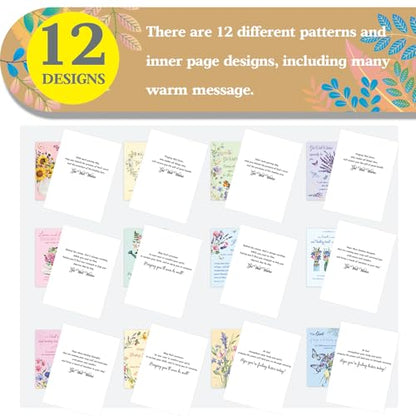 Motiskyy 72 Pack Religious Get Well Cards Bulk with Envelopes Stickers Christian Get Well Greeting Cards with Scripture Encouragement Blessing 4.5 x 6.2 Inch (Watercolor Flower) - style: Watercolor Flower