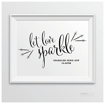 Andaz Press Personalized Wedding Party Signs, Formal Black and White, 8.5-inch x 11-inch, Let Love Sparkle, Sparkler Send Off, 1-Pack, Custom Made Any Time - color: Let Love Sparkle