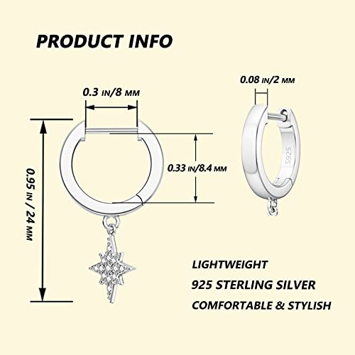 SEVENWELL Huggie Hoop Earrings for Women, Dangle Dangle Hoops - color: 06 Silver Celestial