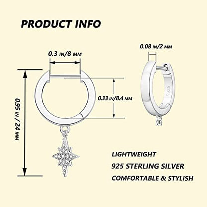 SEVENWELL Huggie Hoop Earrings for Women, Dangle Dangle Hoops - color: 06 Silver Celestial
