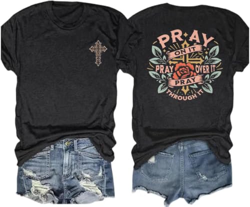 Christian Jesus Faith T Shirts for Women - color: Black1, size: Large