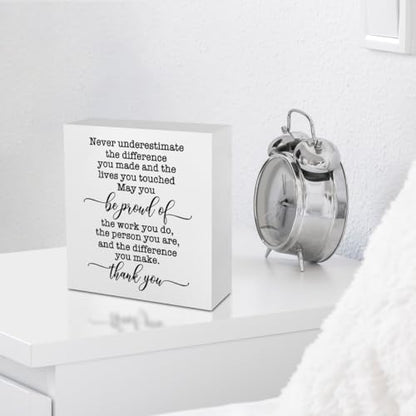 Inspirational Retirement Gift Office Desk Decor White Wooden Box Sign - color: White0378