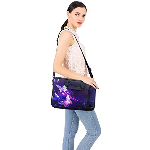 RICHEN 11 11.6 12 12.5 13 inches Laptop/Chromebook/PC Messenger Bag Tablet Travel Case Neoprene Handle Sleeve with Shoulder (11-13.3 inch, Butterflies) - color: Butterflies, size: 11-13.3 inch