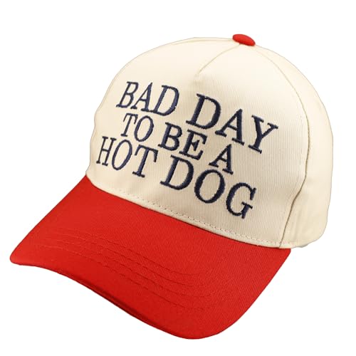 Two Tone Embroidered Lettering Baseball Cap - color: Cream/Red