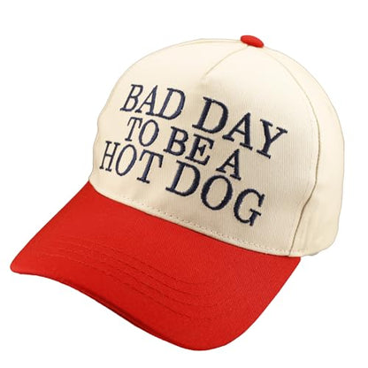 Two Tone Embroidered Lettering Baseball Cap - color: Cream/Red