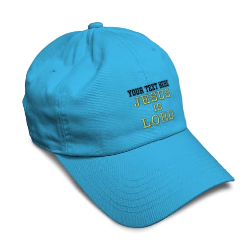 Speedy Pros Soft Baseball Hat Embroidered Dad Hat Jesus is Lord God Christ Christian Religious Cotton - color: Aqua Personalized Text Here