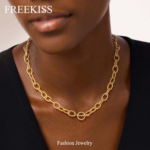 Freekiss 3-Piece Layered Toggle Necklace for Women - color: Toggle Style1 Gold
