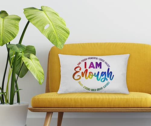 Nogrit I am Enough Inspirational Pillow Covers 12x20, Inspirational Gifts for Women Teenage Girls, Encouragement Gifts for Women, Motivational Gifts - color: I Am Enough