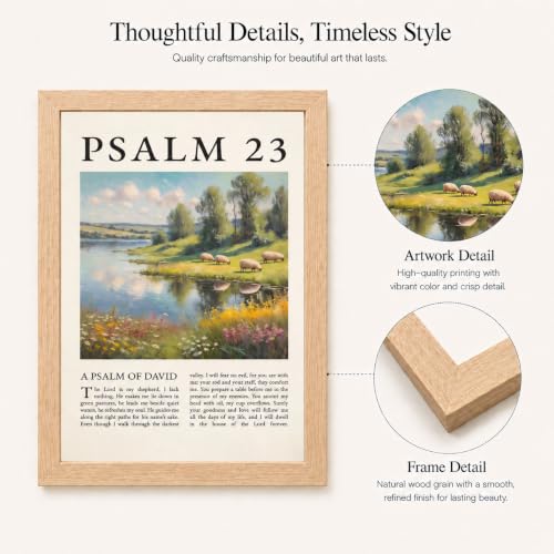 Religion Canvas Wall Art 2Pcs Framed Psalm Bible Verse Landscape 16x12 Inch