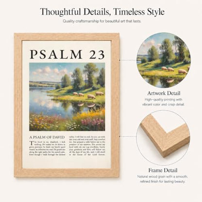 Religion Canvas Wall Art 2Pcs Framed Psalm Bible Verse Landscape 16x12 Inch