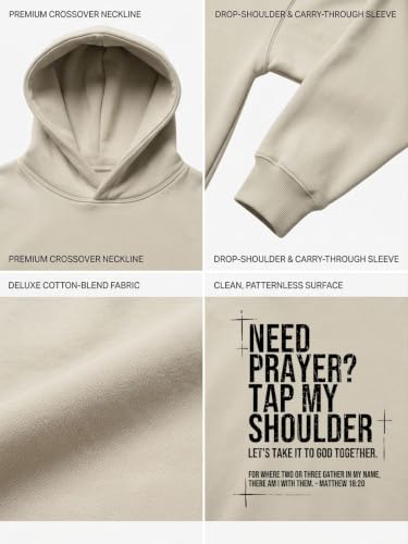 Eatbook Christian Hoodies for Men Faith Over Fear Cross Graphic Hoodie - color: Apricot1, size: Medium
